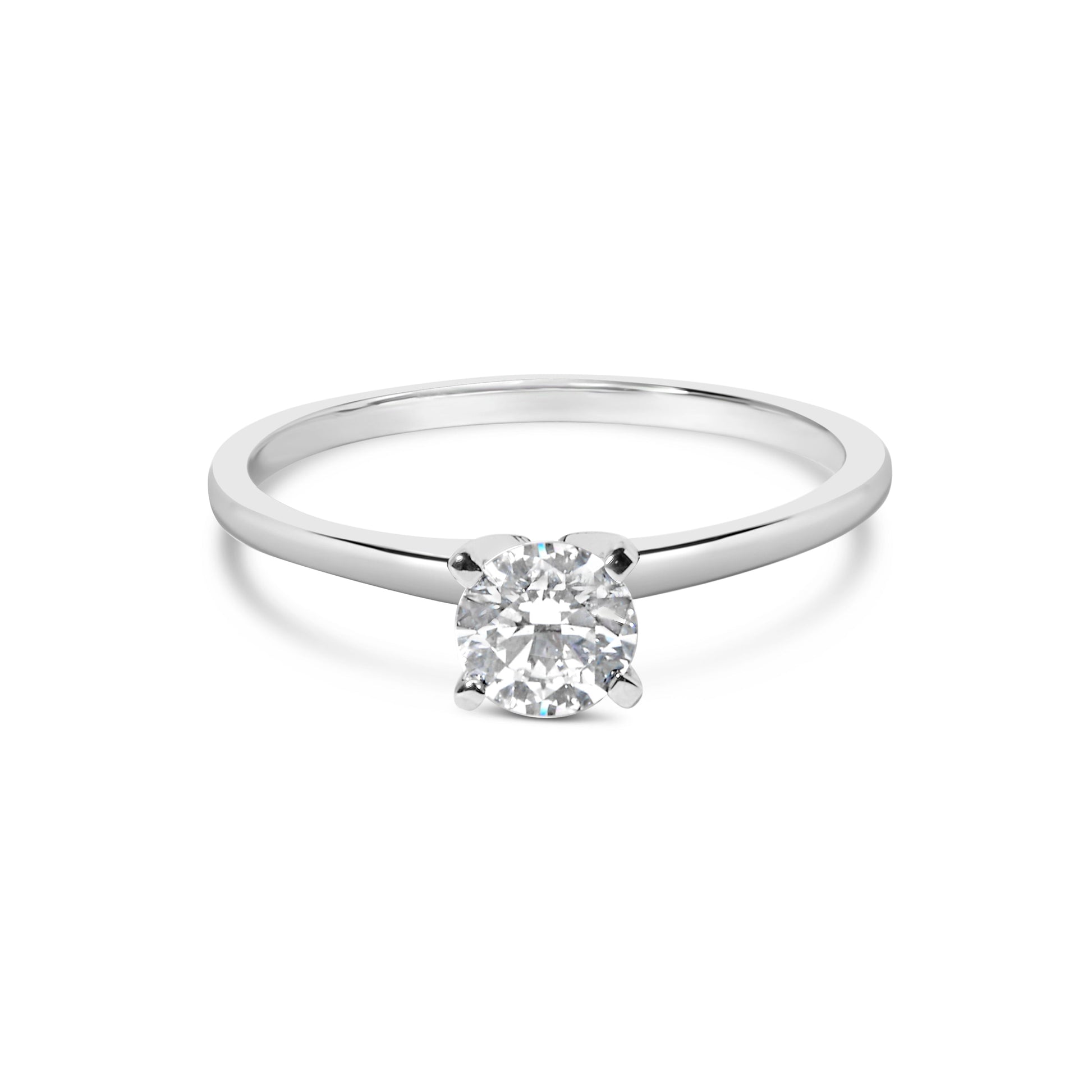 14K White Gold 1/2 Cttw Round Lab Grown Diamond 4 Prong Solitaire Engagement Ring (F-G Color, VS2-SI1 Clarity) - Size 7 Bids.com
