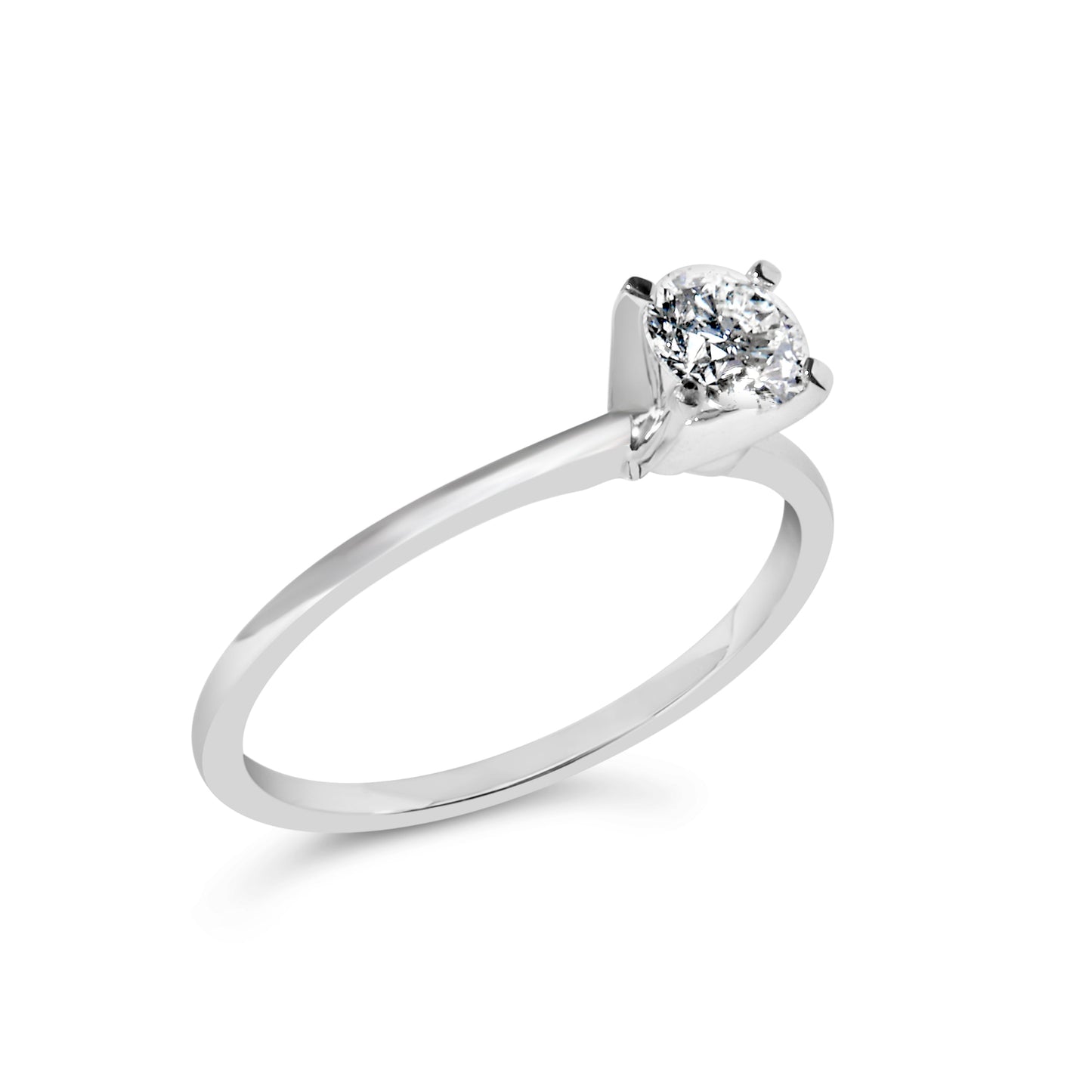 14K White Gold 1/2 Cttw Round Lab Grown Diamond 4 Prong Solitaire Engagement Ring (F-G Color, VS2-SI1 Clarity) - Size 7 Bids.com