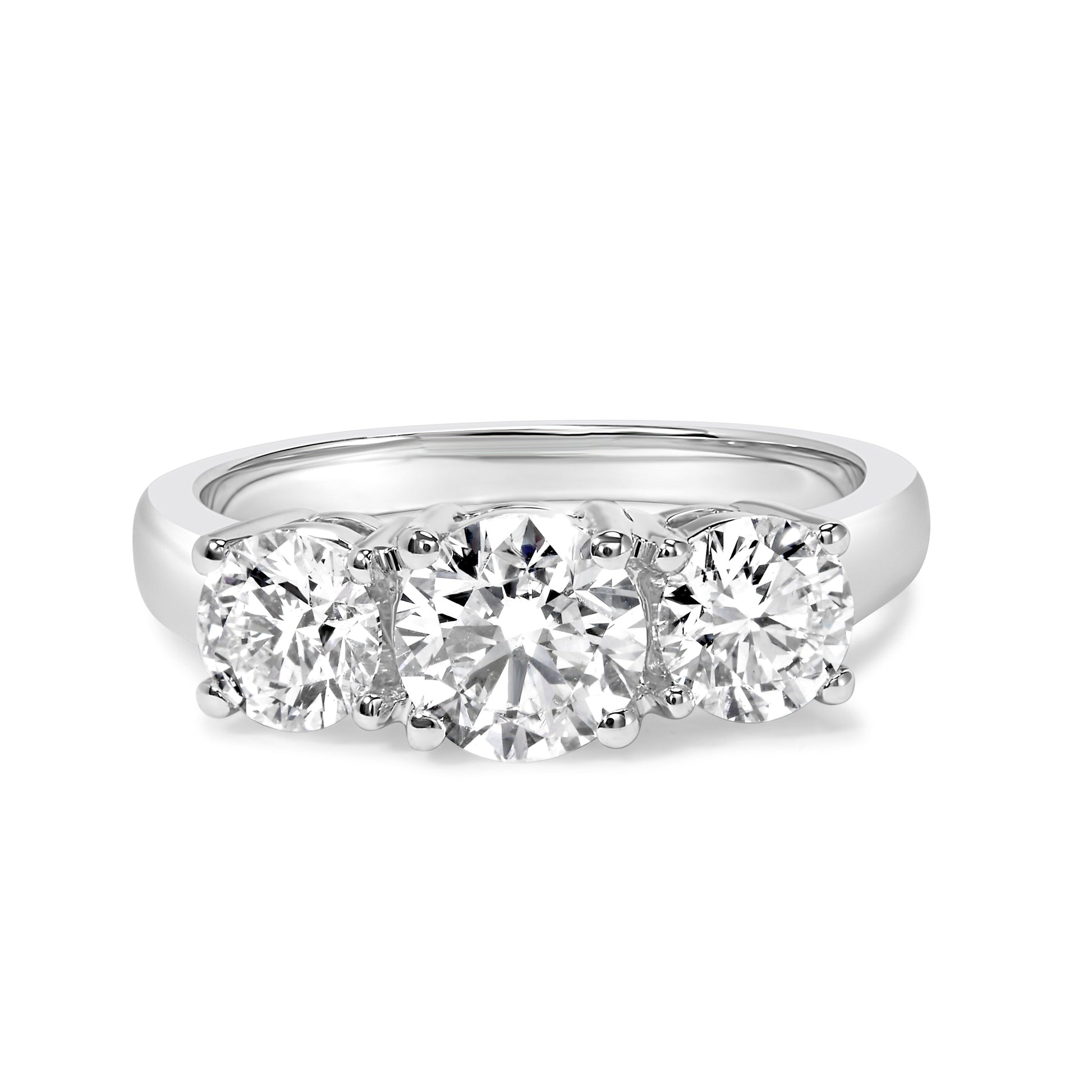 14K White Gold 2.00 Cttw Lab Grown Diamond 3 Stone Ring Band (F-G Color, VS1-VS2 Clarity) - Ring Size 7 Bids.com