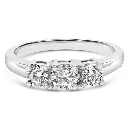 14K White Gold  3/4 Cttw Lab Grown Diamond 3 Stone Ring Band (F-G Color, VS2-SI1 Clarity)- Size 7 Bids.com