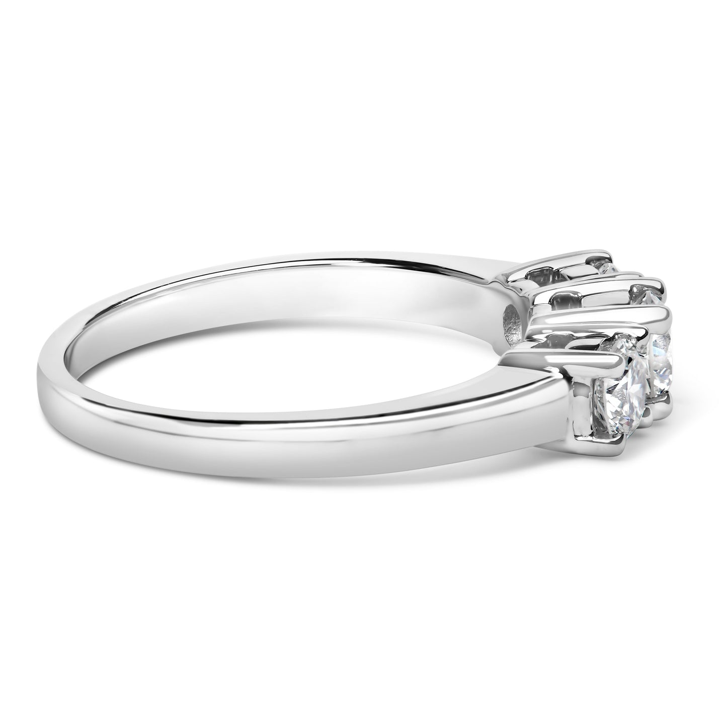 14K White Gold  3/4 Cttw Lab Grown Diamond 3 Stone Ring Band (F-G Color, VS2-SI1 Clarity)- Size 7 Bids.com