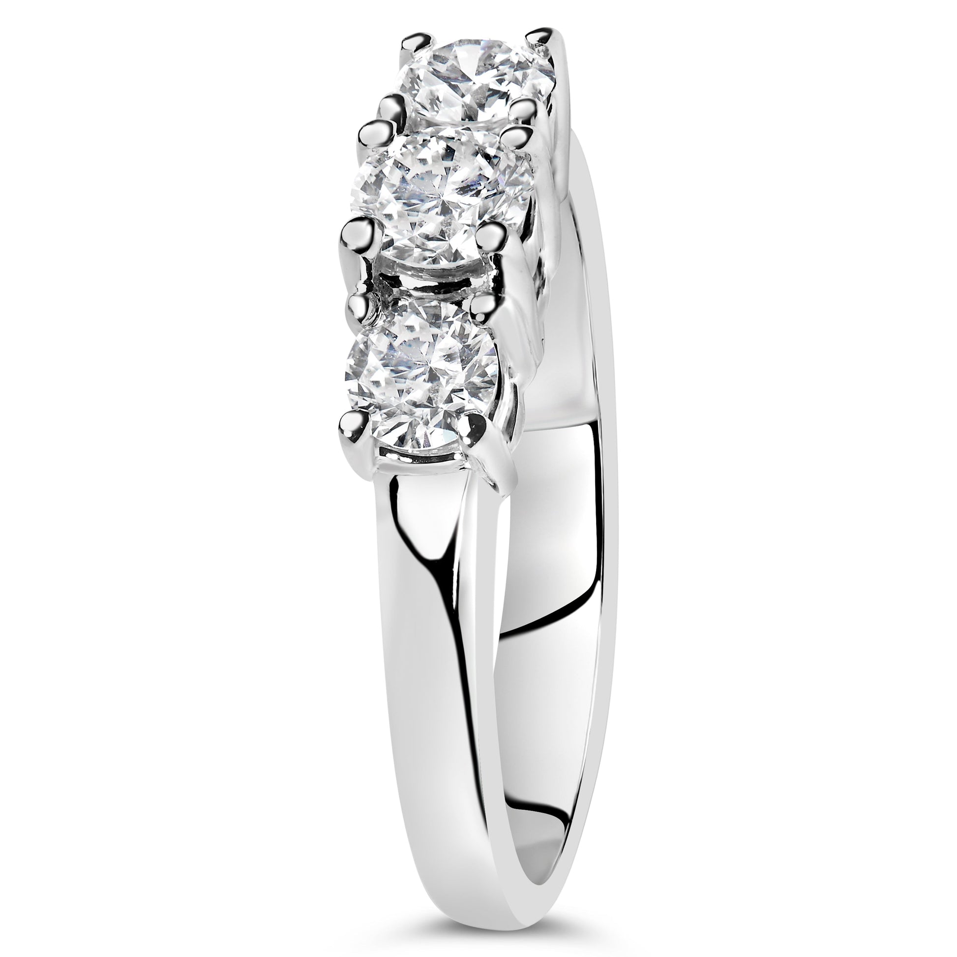 14K White Gold  3/4 Cttw Lab Grown Diamond 3 Stone Ring Band (F-G Color, VS2-SI1 Clarity)- Size 7 Bids.com
