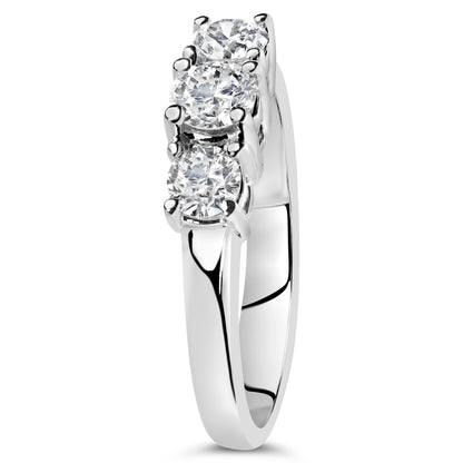 14K White Gold  3/4 Cttw Lab Grown Diamond 3 Stone Ring Band (F-G Color, VS2-SI1 Clarity)- Size 7 Bids.com