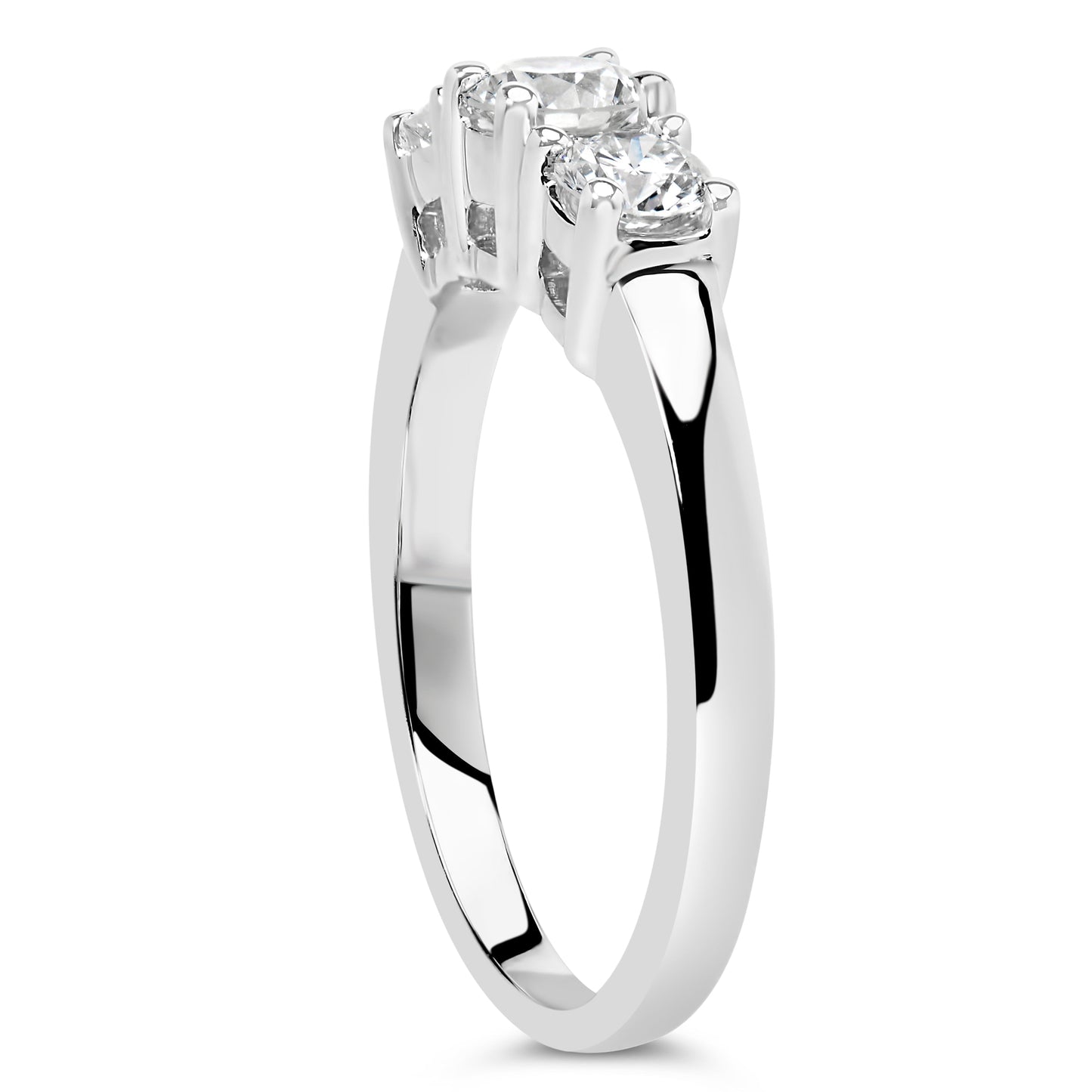 14K White Gold  3/4 Cttw Lab Grown Diamond 3 Stone Ring Band (F-G Color, VS2-SI1 Clarity)- Size 7 Bids.com