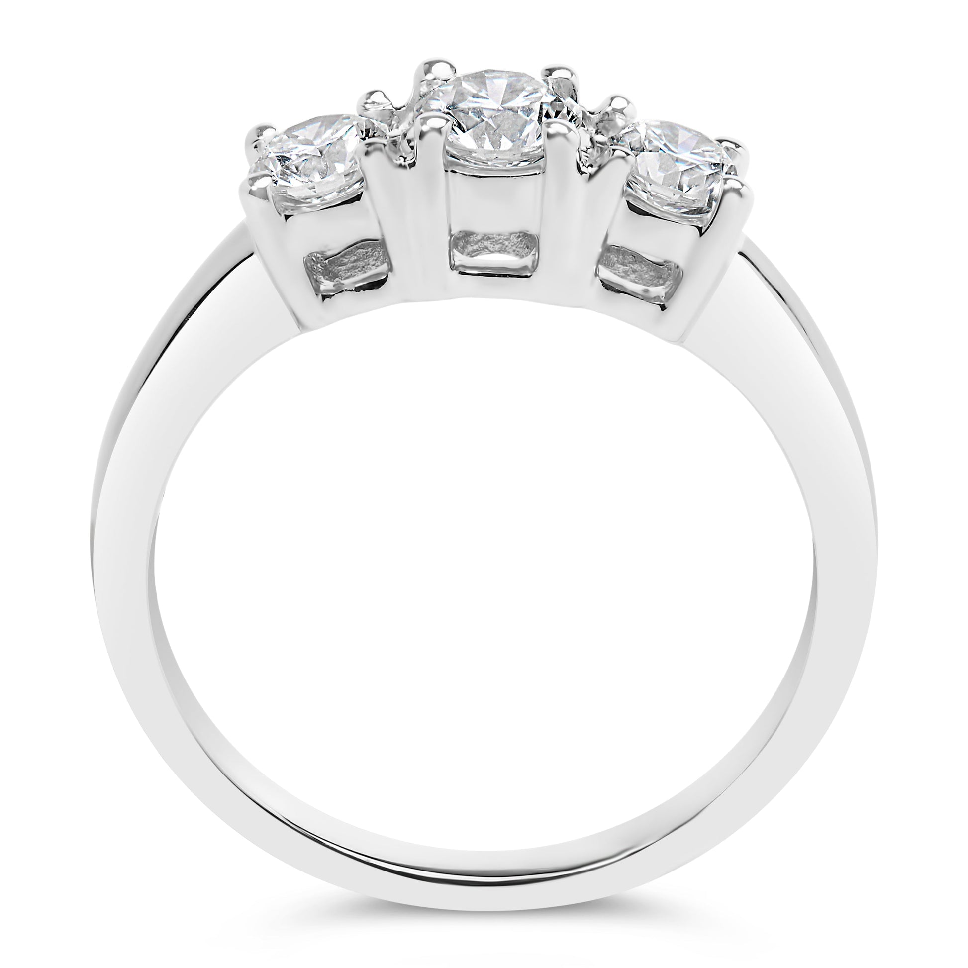 14K White Gold  3/4 Cttw Lab Grown Diamond 3 Stone Ring Band (F-G Color, VS2-SI1 Clarity)- Size 7 Bids.com