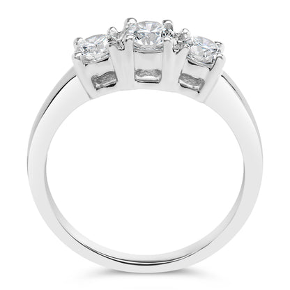14K White Gold  3/4 Cttw Lab Grown Diamond 3 Stone Ring Band (F-G Color, VS2-SI1 Clarity)- Size 7 Bids.com