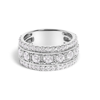 .925 Sterling Silver 2.0 Cttw Lab Grown Diamond Three-Row PavÃ© Band Ring Bids.com