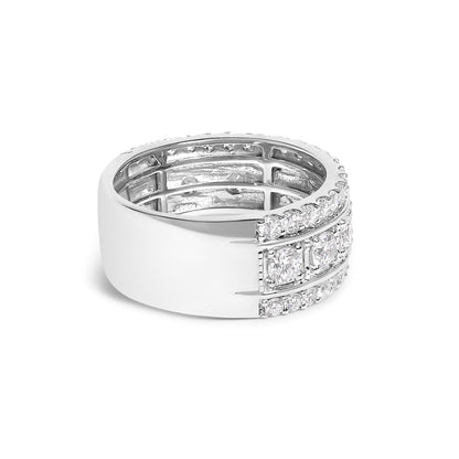 .925 Sterling Silver 2.0 Cttw Lab Grown Diamond Three-Row PavÃ© Band Ring Bids.com