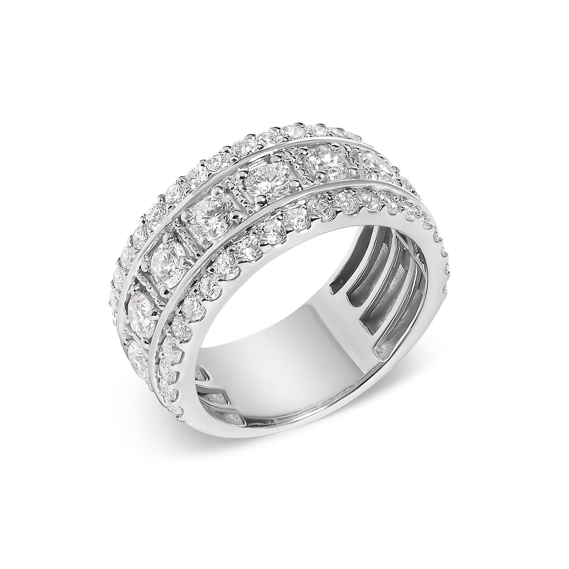 .925 Sterling Silver 2.0 Cttw Lab Grown Diamond Three-Row PavÃ© Band Ring Bids.com