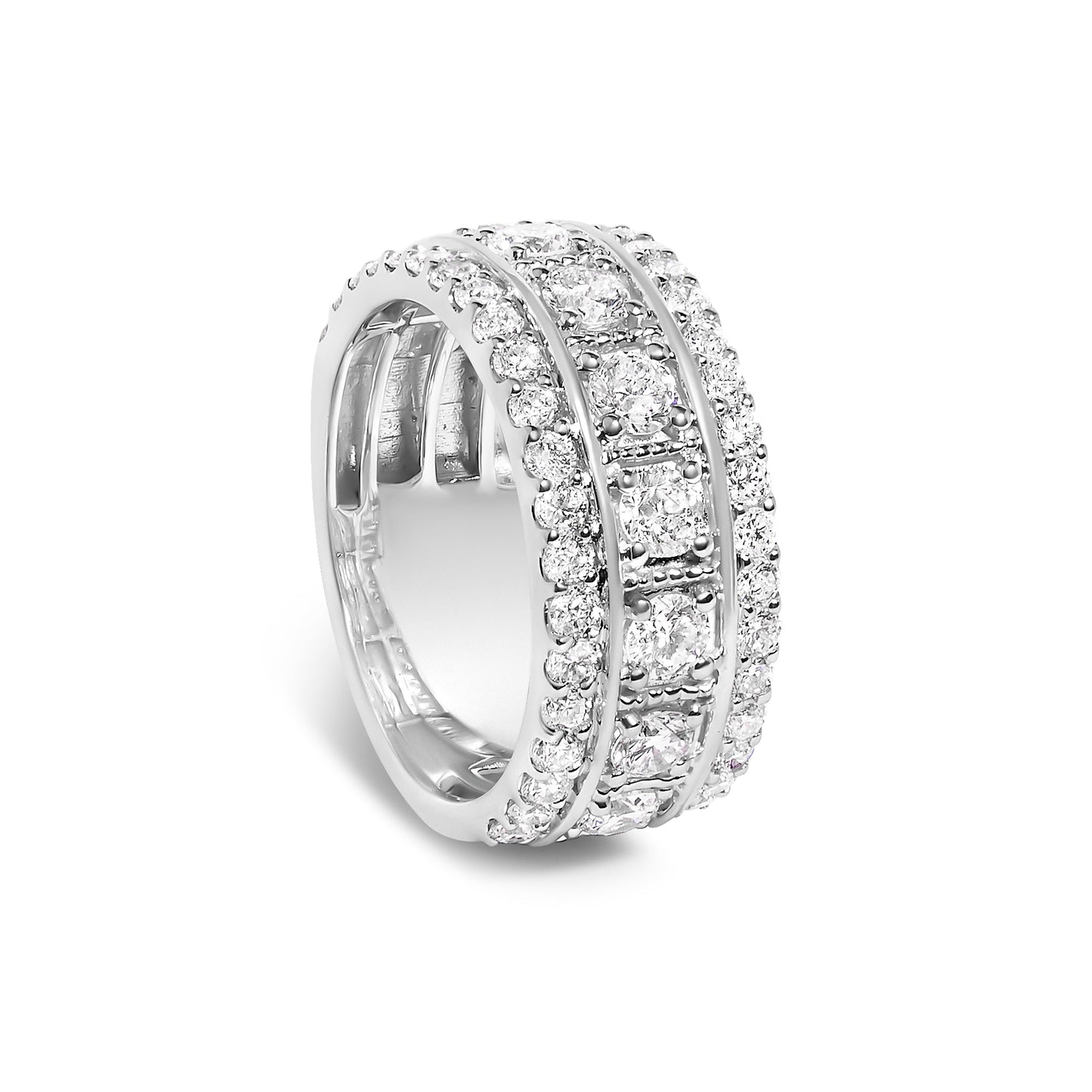 .925 Sterling Silver 2.0 Cttw Lab Grown Diamond Three-Row PavÃ© Band Ring Bids.com