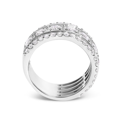 .925 Sterling Silver 2.0 Cttw Lab Grown Diamond Three-Row PavÃ© Band Ring Bids.com
