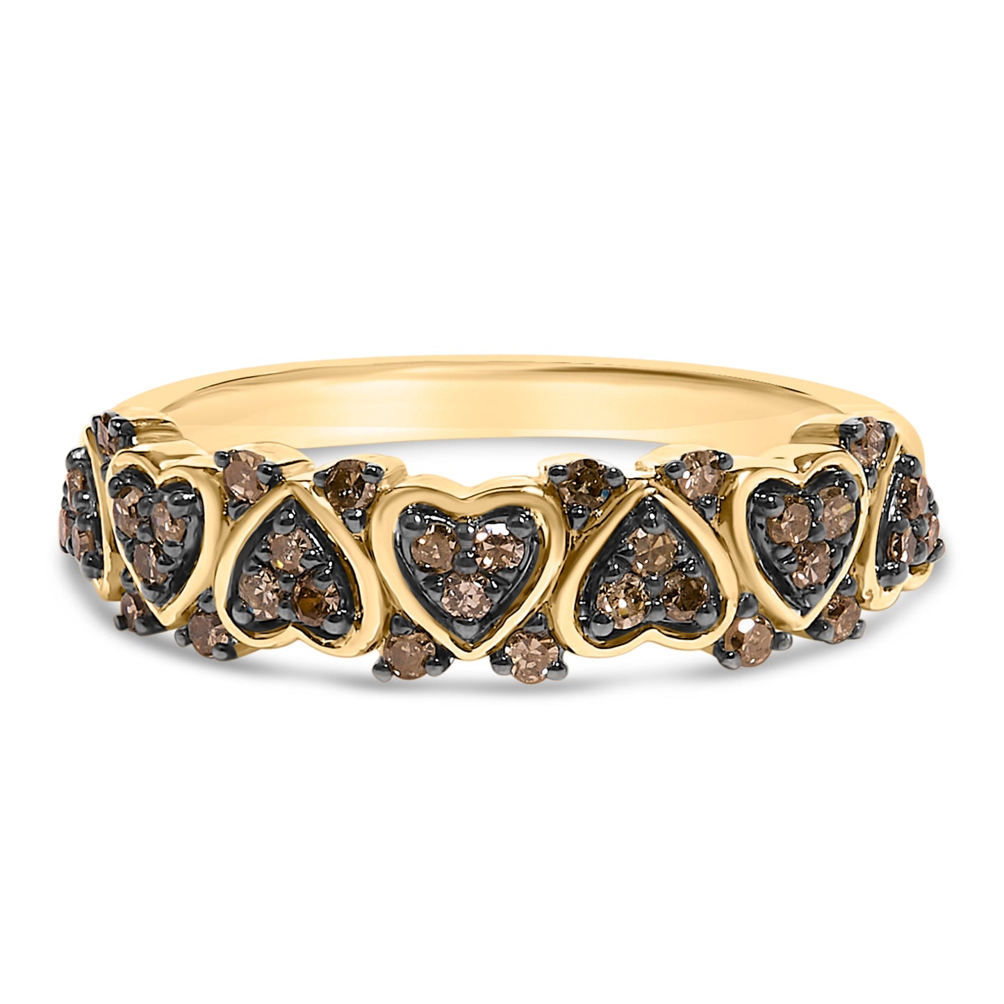 10K Yellow Gold Plated .925 Sterling Silver 1/3 cttw Natural Diamond Band Ring - Size 7 Bids.com