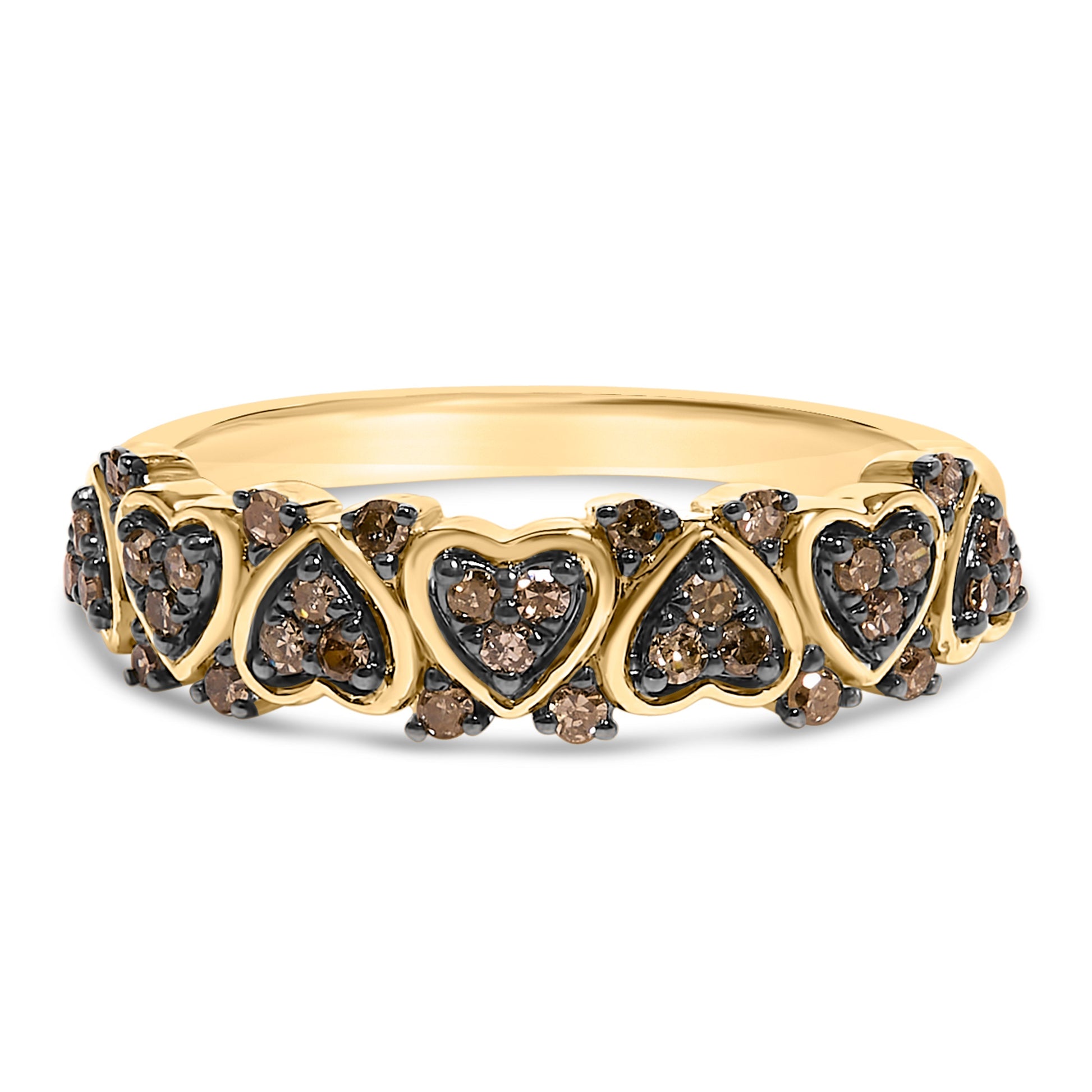 10K Yellow Gold Plated .925 Sterling Silver 1/3 cttw Natural Diamond Band Ring - Size 7 Bids.com