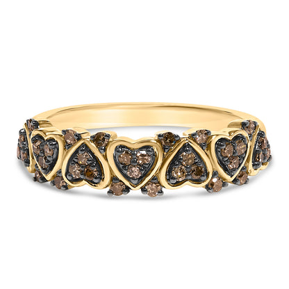 10K Yellow Gold Plated .925 Sterling Silver 1/3 cttw Natural Diamond Band Ring - Size 7 Bids.com