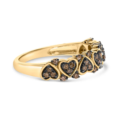 10K Yellow Gold Plated .925 Sterling Silver 1/3 cttw Natural Diamond Band Ring - Size 7 Bids.com