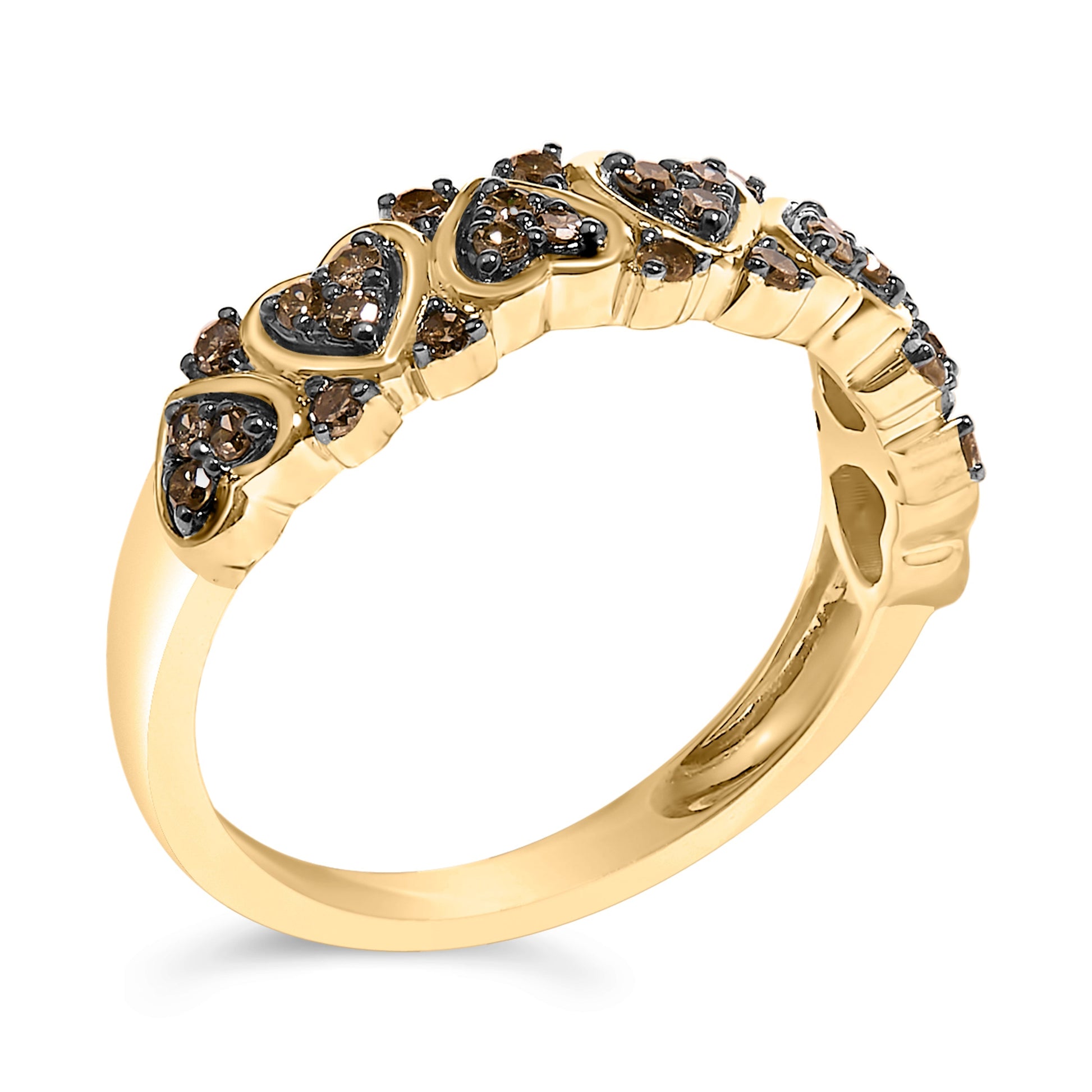 10K Yellow Gold Plated .925 Sterling Silver 1/3 cttw Natural Diamond Band Ring - Size 7 Bids.com