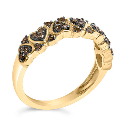 10K Yellow Gold Plated .925 Sterling Silver 1/3 cttw Natural Diamond Band Ring - Size 7 Bids.com