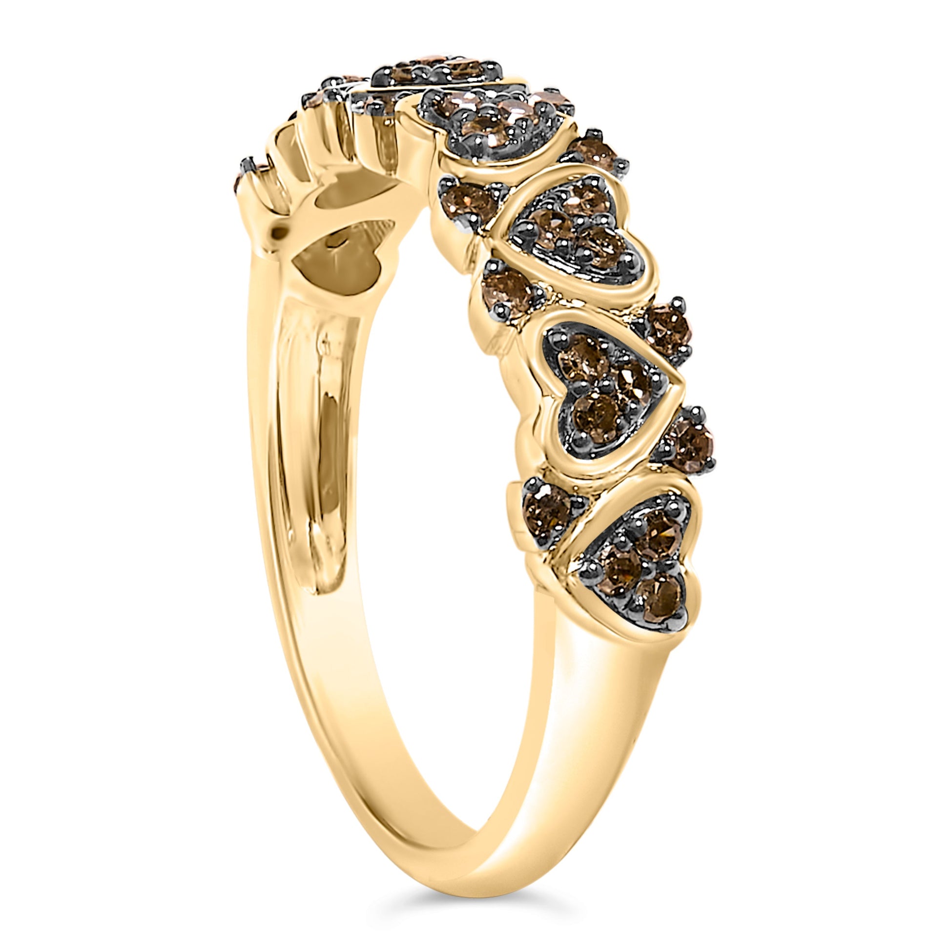 10K Yellow Gold Plated .925 Sterling Silver 1/3 cttw Natural Diamond Band Ring - Size 7 Bids.com