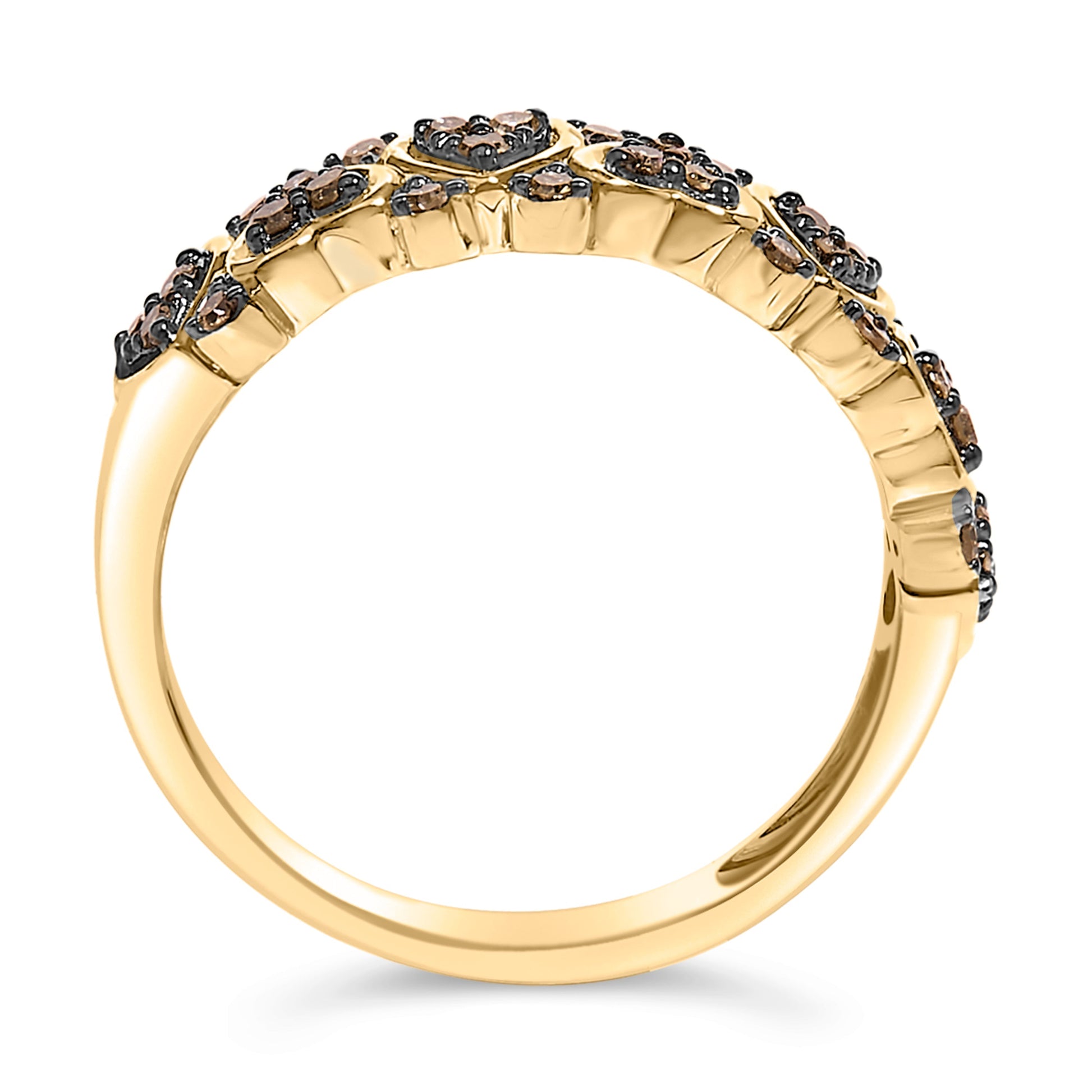 10K Yellow Gold Plated .925 Sterling Silver 1/3 cttw Natural Diamond Band Ring - Size 7 Bids.com