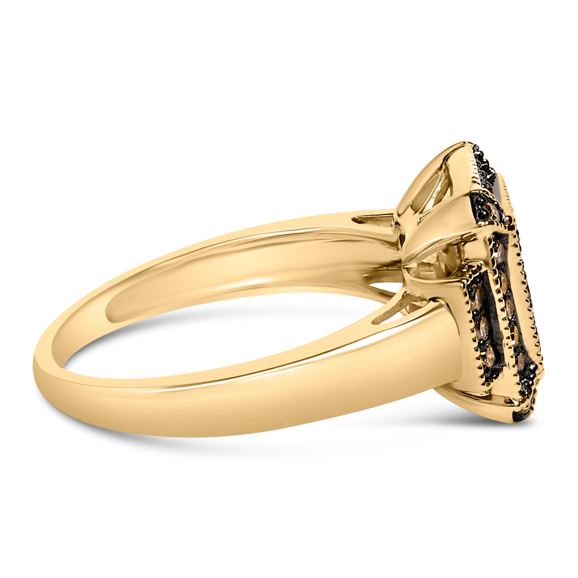 10K Yellow Gold Plated .925 Sterling Silver 1/2 Cttw Champagne Diamond Step Up Ring - Size 7 Bids.com