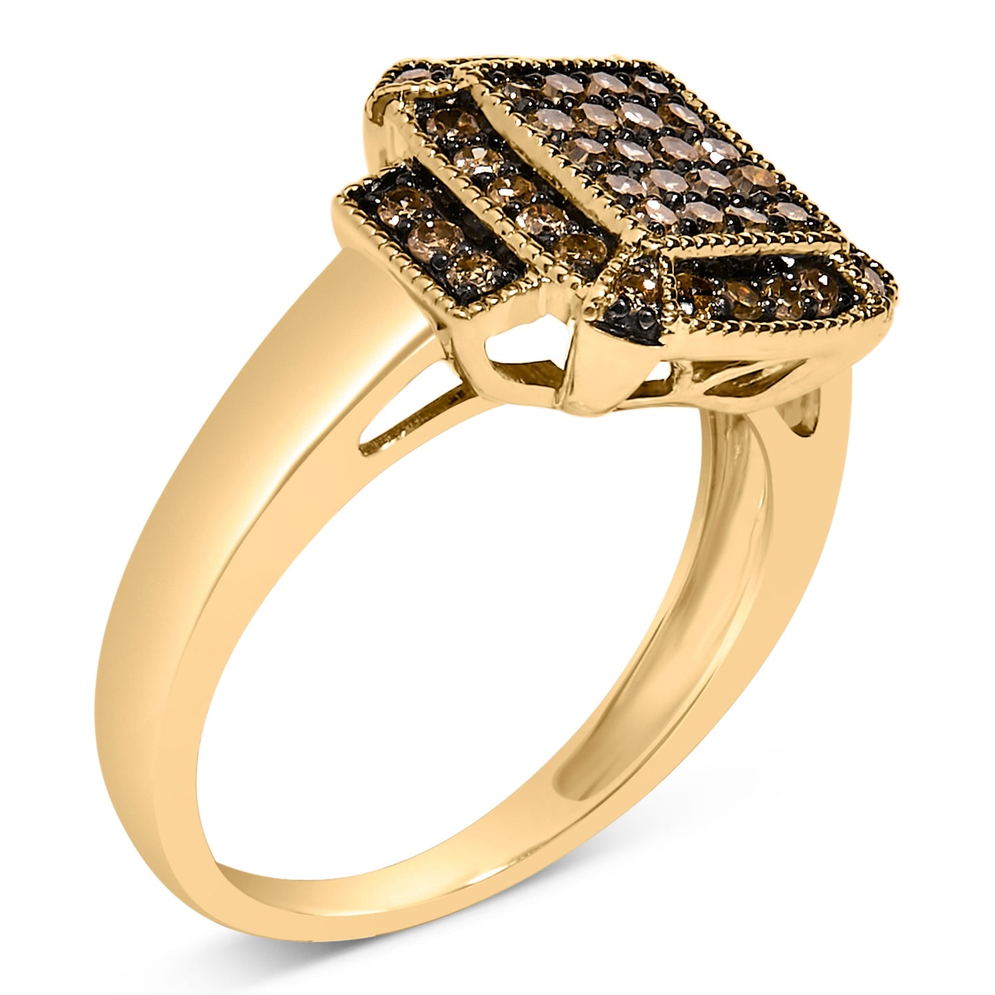 10K Yellow Gold Plated .925 Sterling Silver 1/2 Cttw Champagne Diamond Step Up Ring - Size 7 Bids.com