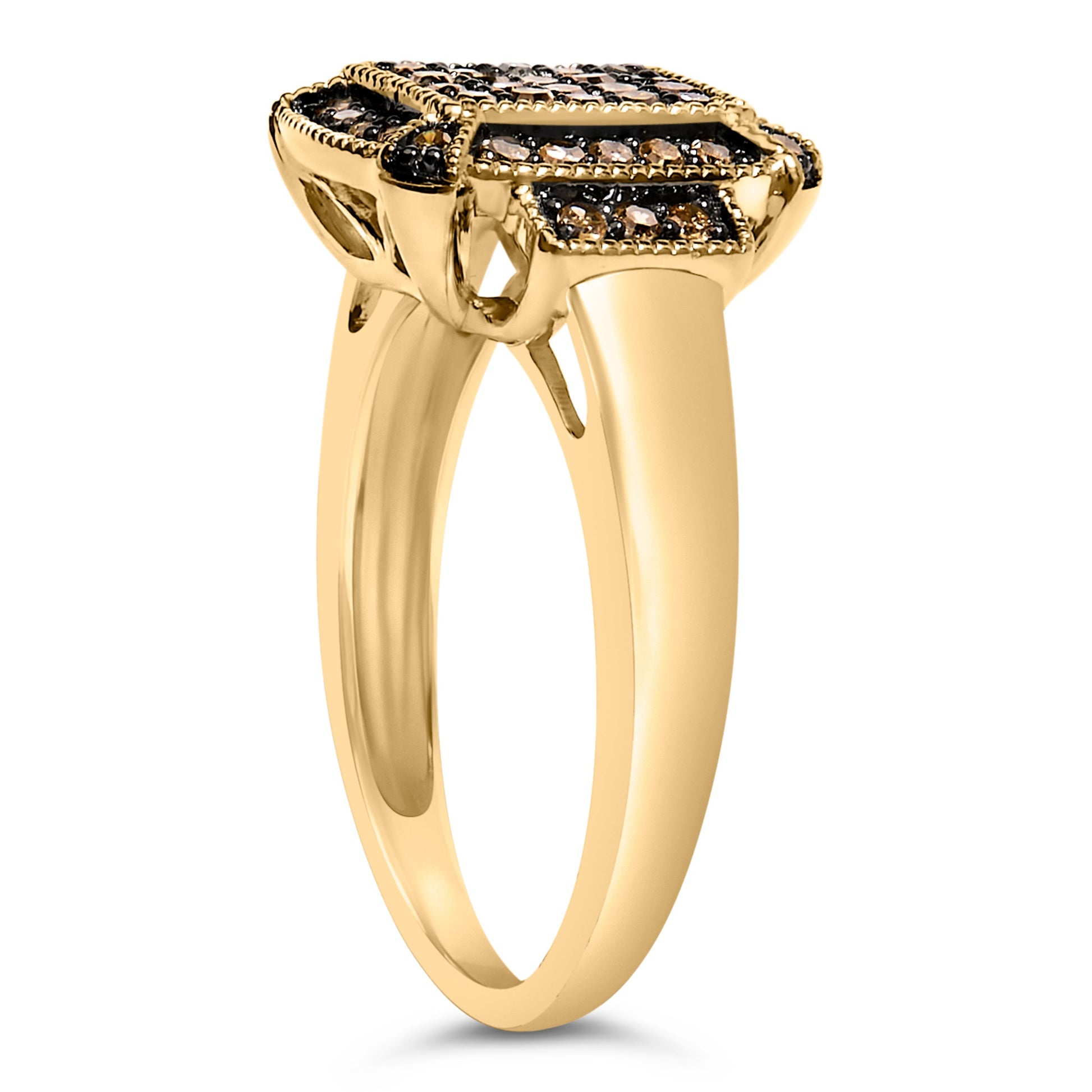 10K Yellow Gold Plated .925 Sterling Silver 1/2 Cttw Champagne Diamond Step Up Ring - Size 7 Bids.com