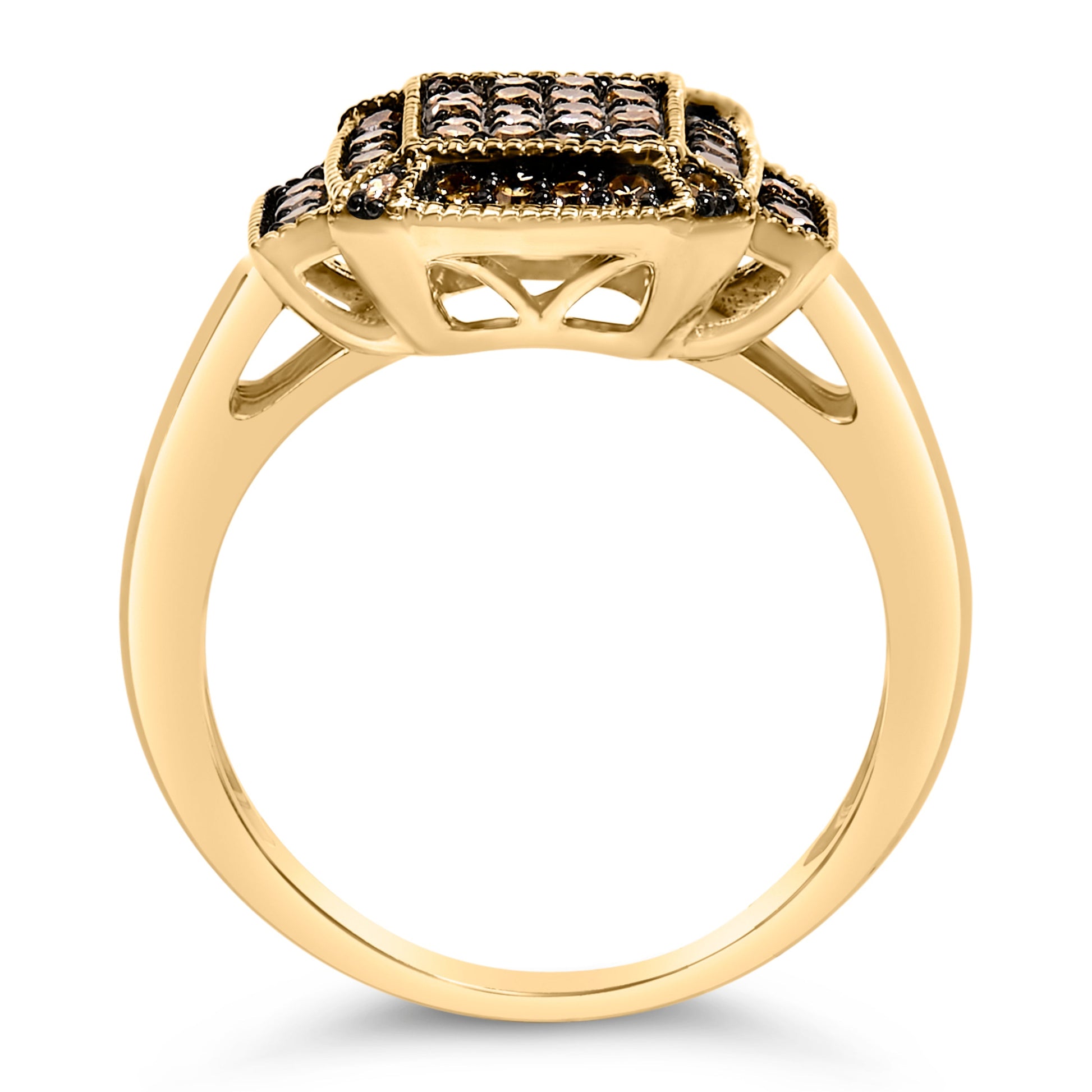 10K Yellow Gold Plated .925 Sterling Silver 1/2 Cttw Champagne Diamond Step Up Ring - Size 7 Bids.com