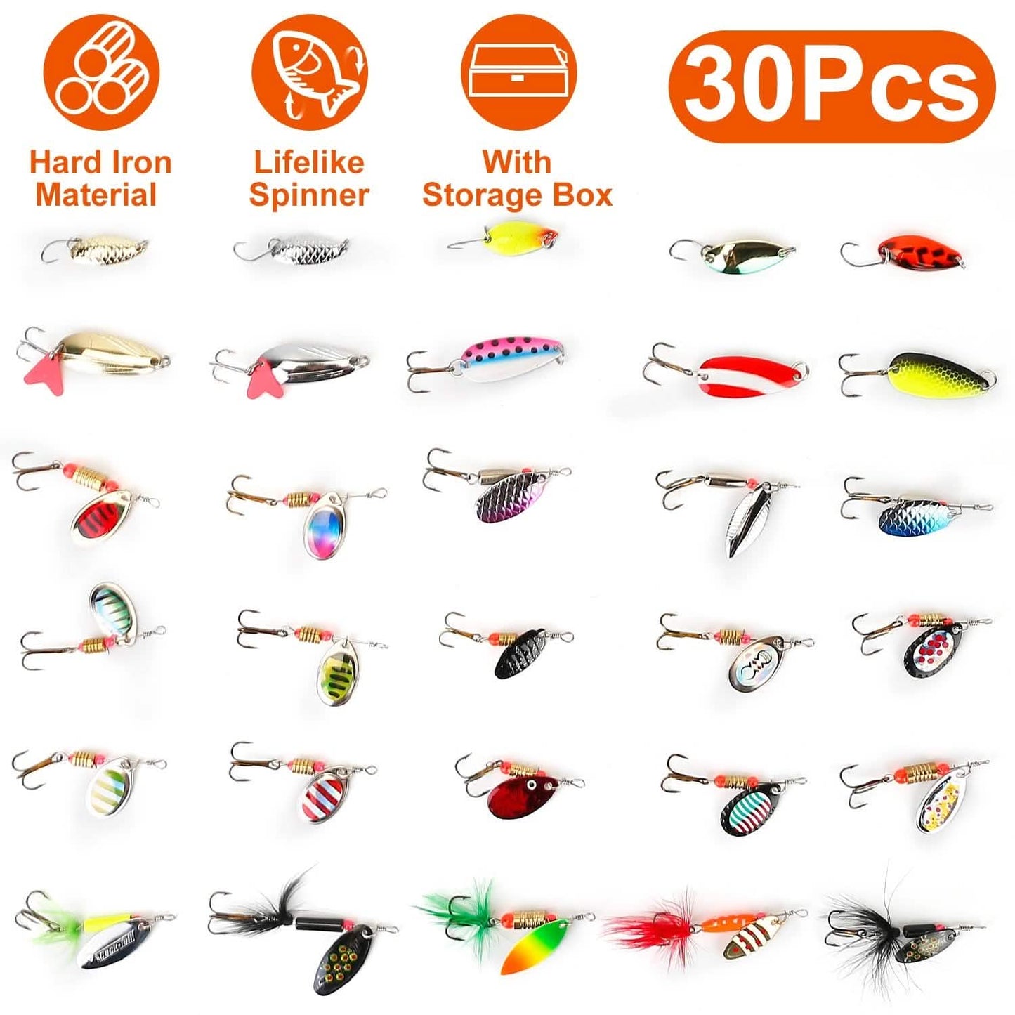 30-Piece: Fishing Metal Spoon Lures Kit DailySale