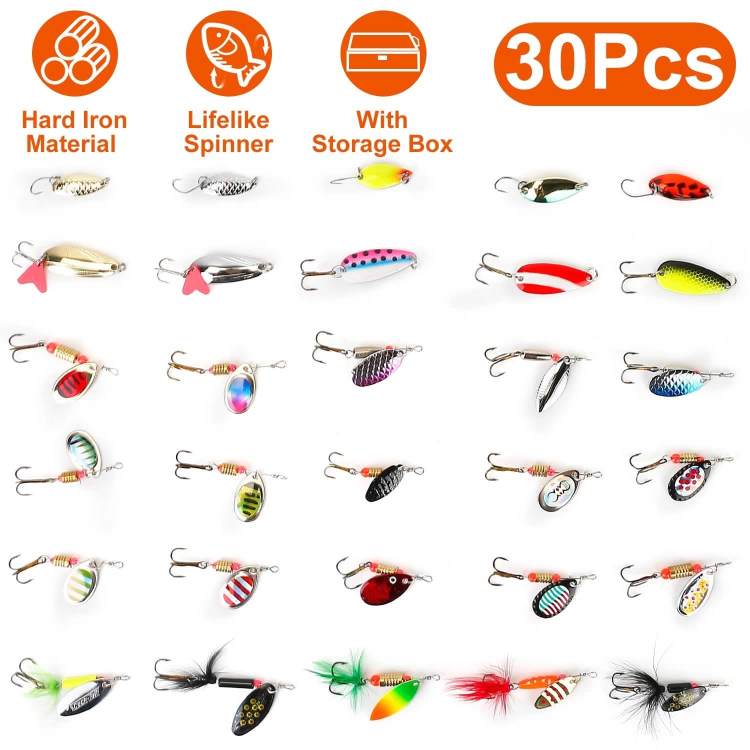 30-Piece: Fishing Metal Spoon Lures Kit DailySale