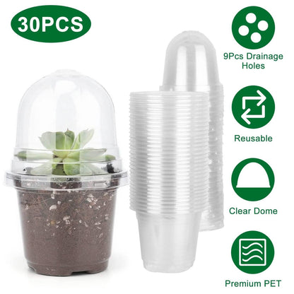 30-Pieces: Plant Nursery Pots PET Flower Seed Starting Pots Container with Dome Drainage Holes DailySale