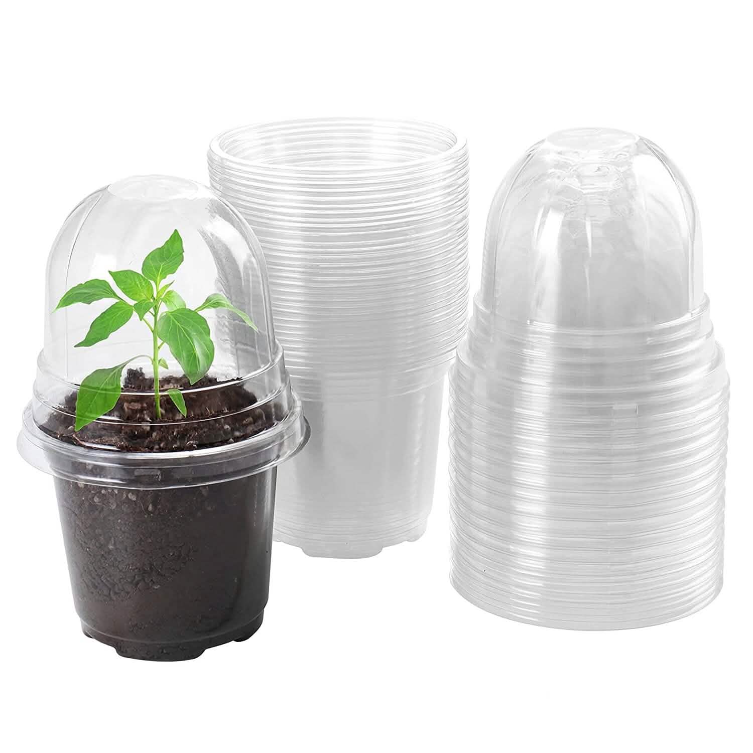30-Pieces: Plant Nursery Pots PET Flower Seed Starting Pots Container with Dome Drainage Holes DailySale