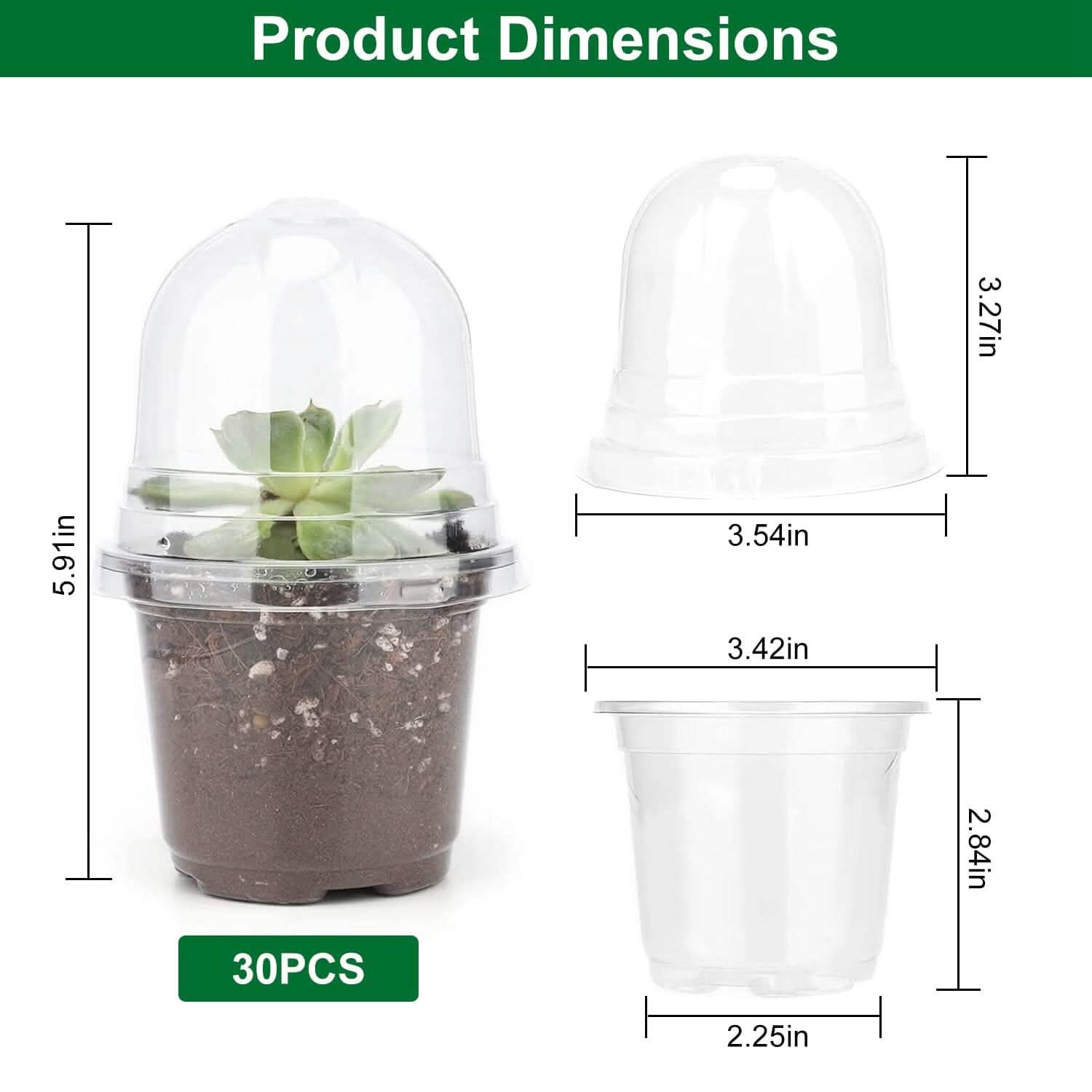 30-Pieces: Plant Nursery Pots PET Flower Seed Starting Pots Container with Dome Drainage Holes DailySale