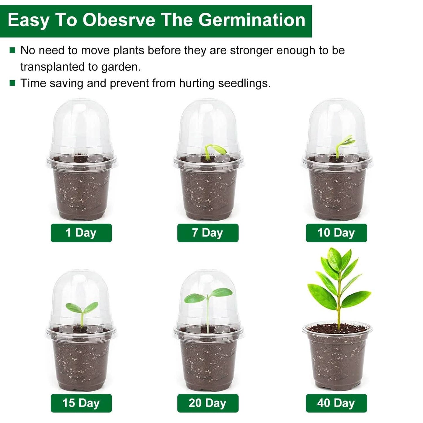 30-Pieces: Plant Nursery Pots PET Flower Seed Starting Pots Container with Dome Drainage Holes DailySale