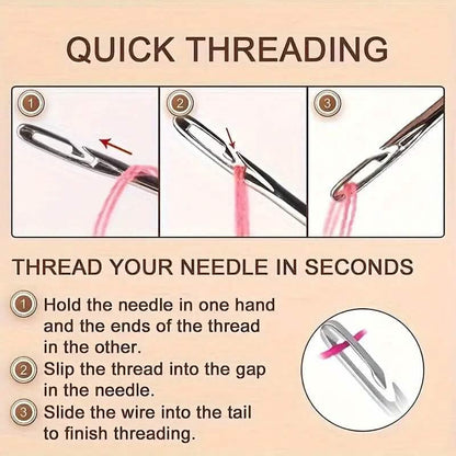 30-Pieces: Self-Threading Random Sizes Needles with Wooden Storage Tube DailySale