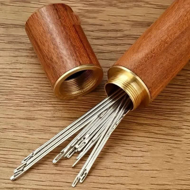 30-Pieces: Self-Threading Random Sizes Needles with Wooden Storage Tube DailySale
