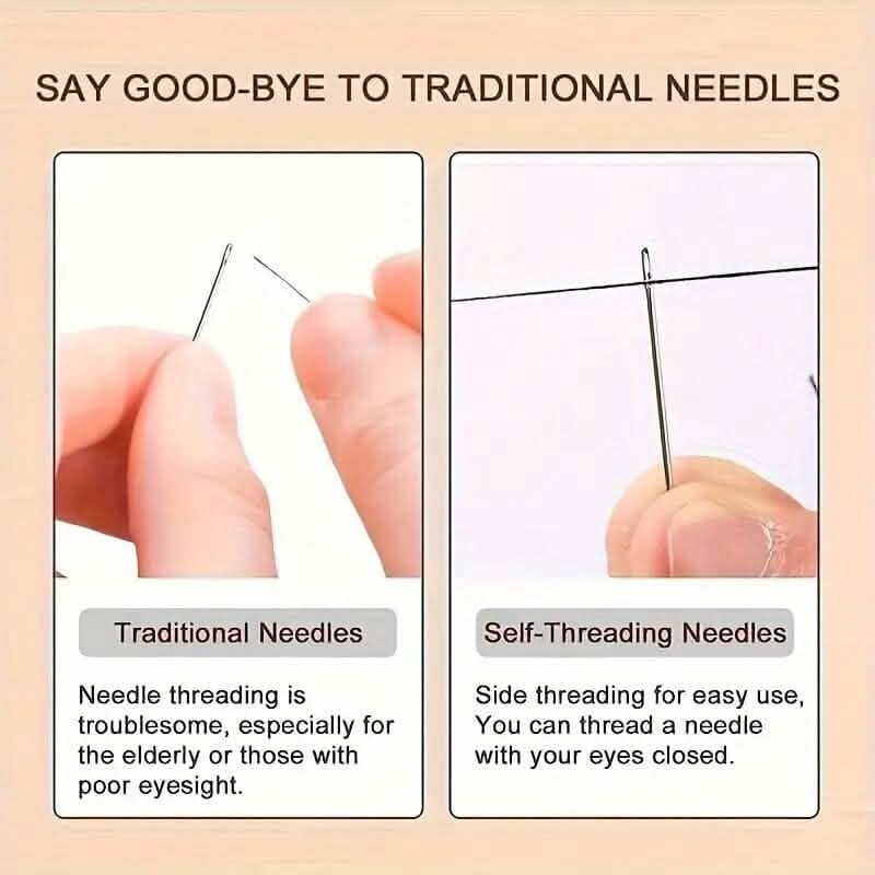 30-Pieces: Self-Threading Random Sizes Needles with Wooden Storage Tube DailySale