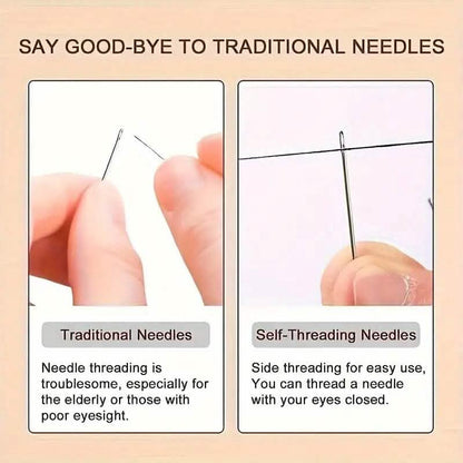30-Pieces: Self-Threading Random Sizes Needles with Wooden Storage Tube DailySale