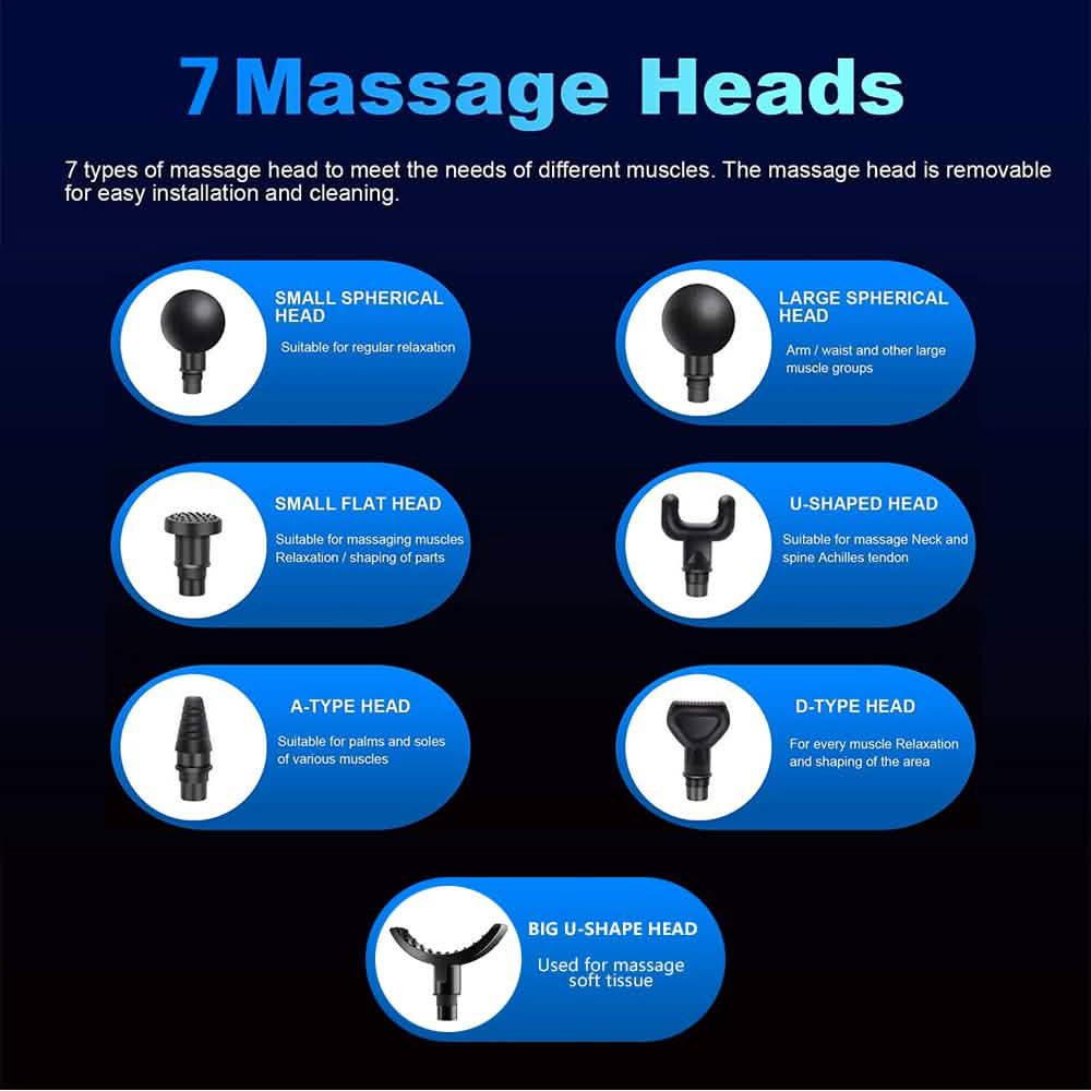 30 Speed Deep Tissue  Ultra-Quiet Muscle Massage Gun with 7 Heads DailySale