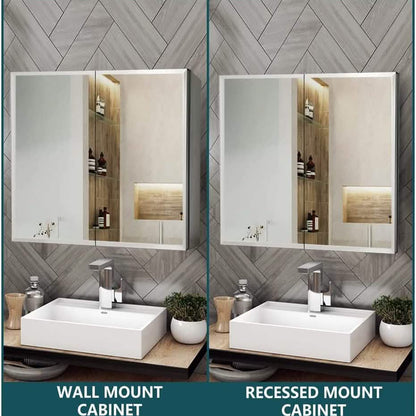 30" W X 26" H Aluminum Bathroom Mirror Medicine Cabinet with Dual Mirrors DailySale