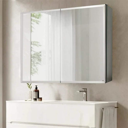 30" W X 26" H Aluminum Bathroom Mirror Medicine Cabinet with Dual Mirrors DailySale