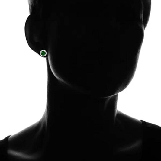 3.00 CTTW Emerald Halo Sterling Silver Studs DailySale