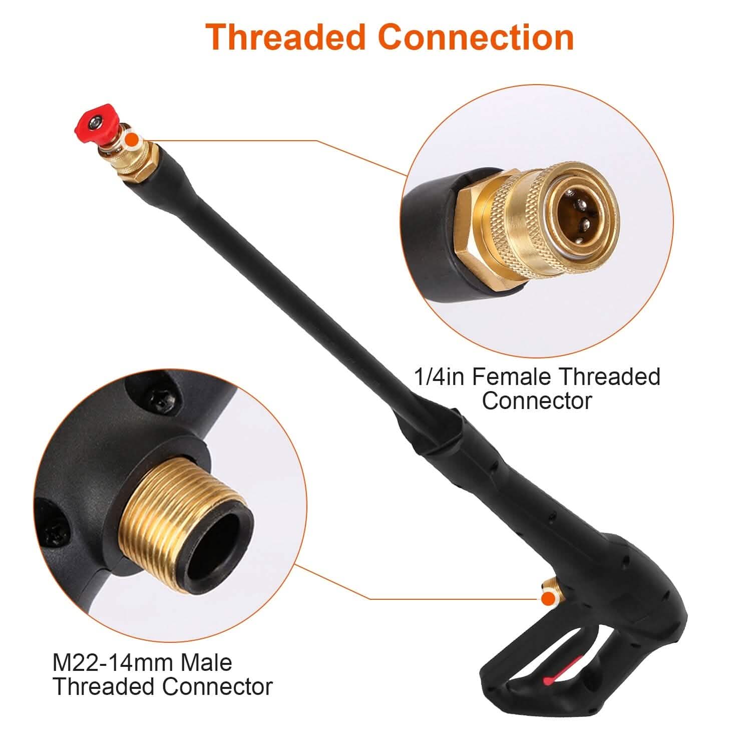 3000PSI Pressure Washer Gun Car Foam Sprayer with Jet Wand 5 Nozzle Tips M22-14 Connector DailySale