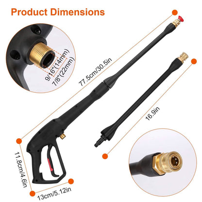 3000PSI Pressure Washer Gun Car Foam Sprayer with Jet Wand 5 Nozzle Tips M22-14 Connector DailySale