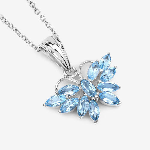 1.76 Carat Genuine Swiss Blue Topaz .925 Sterling Silver Pendant Bids.com