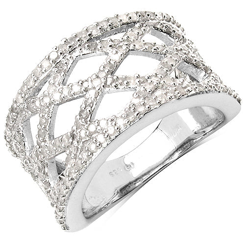 0.92 Carat Genuine White Diamond .925 Sterling Silver Ring Bids.com