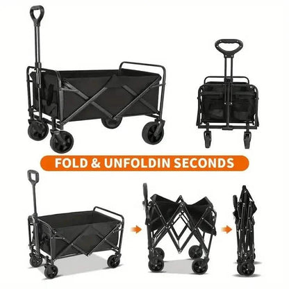 Heavy Duty Utility Portable Foldable Outdoor Beach Garden Wagon Cart with 360° All Terrain Wheels DailySale