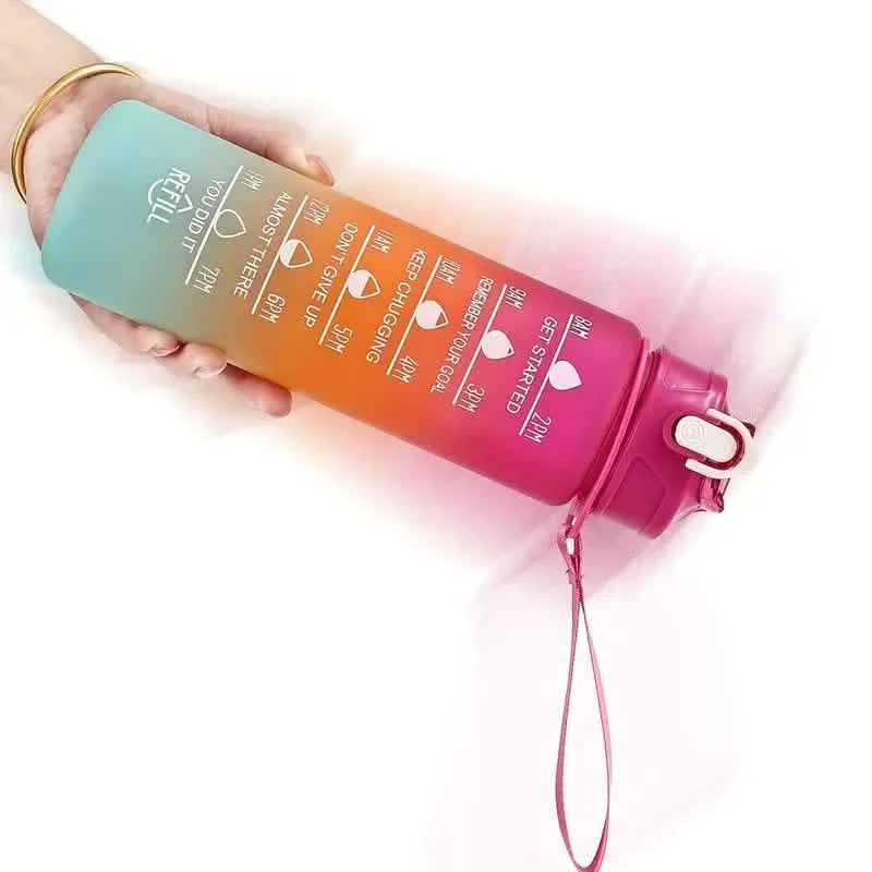 300ml Gradient Color Frosted Water Bottle With Straw DailySale