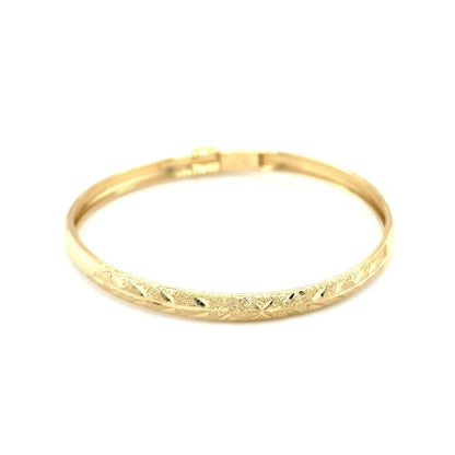 10k Yellow Gold Dome Childrens Diamond Cut Florentine Bangle Bids.com