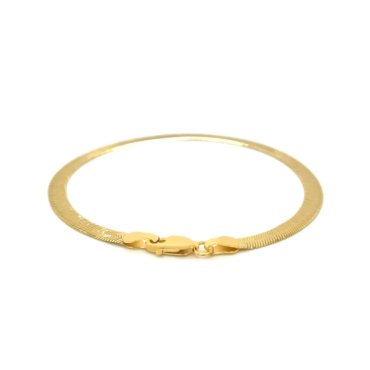 4.0mm 14k Yellow Gold Super Flex Herringbone Bracelet Bids.com