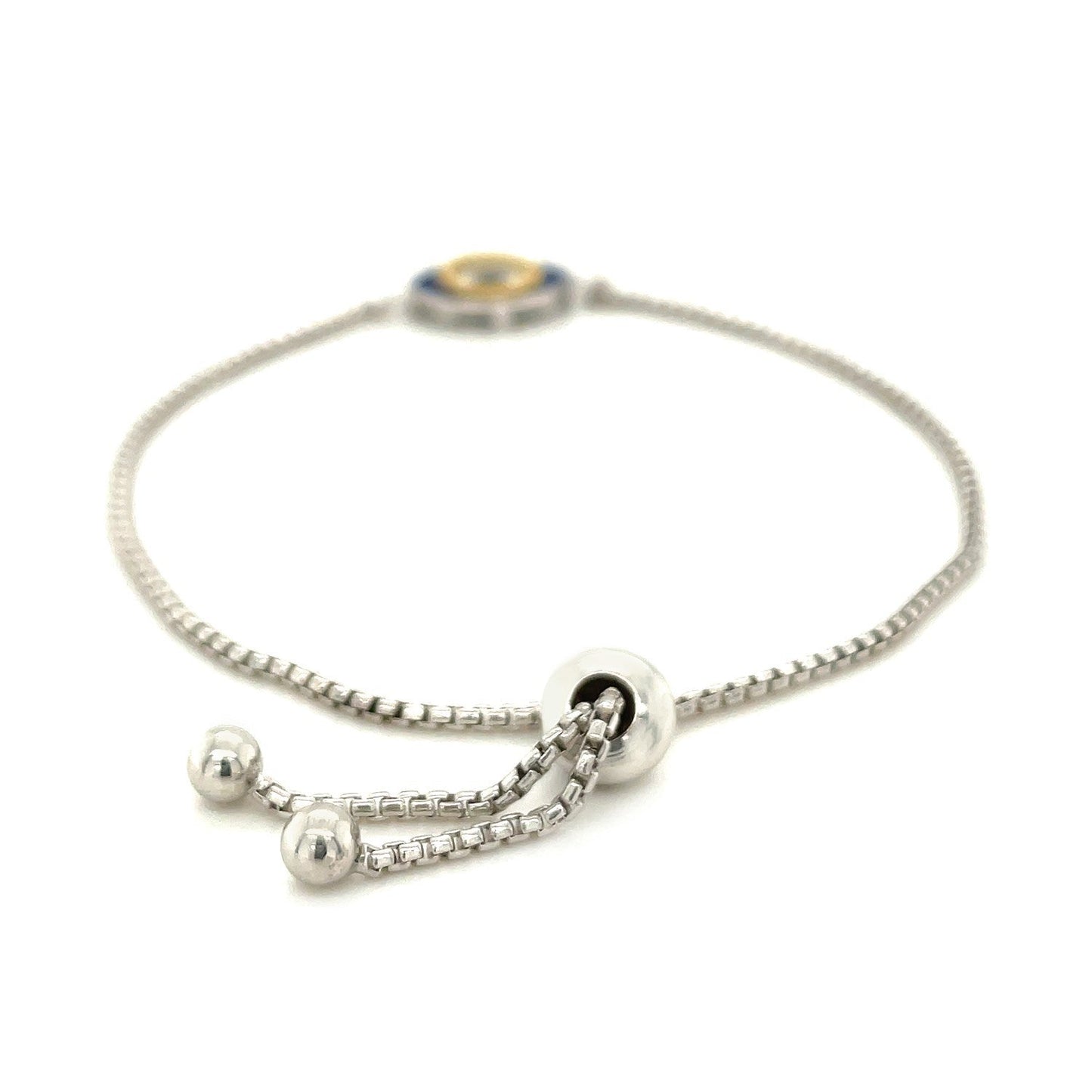 Sterling Silver Adjustable Two Toned Enameled Evil Eye Friendship Bracelet Bids.com